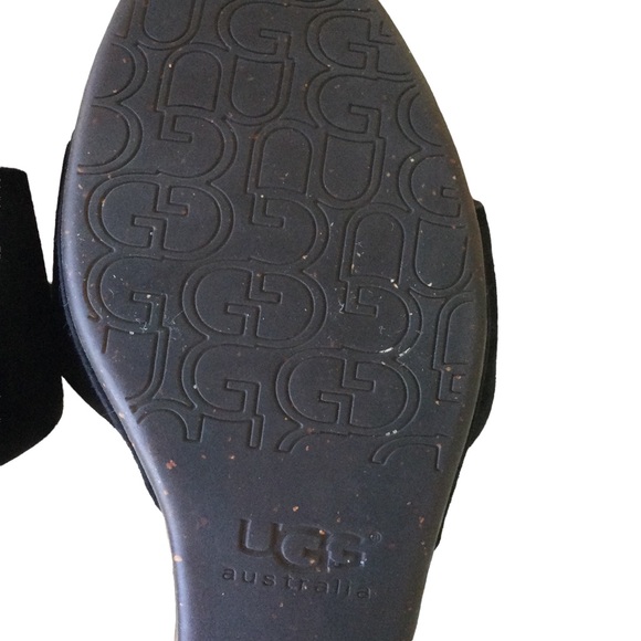 Ugg Black Suede Basil Wedge Sandal Size 11 - Picture 10 of 10
